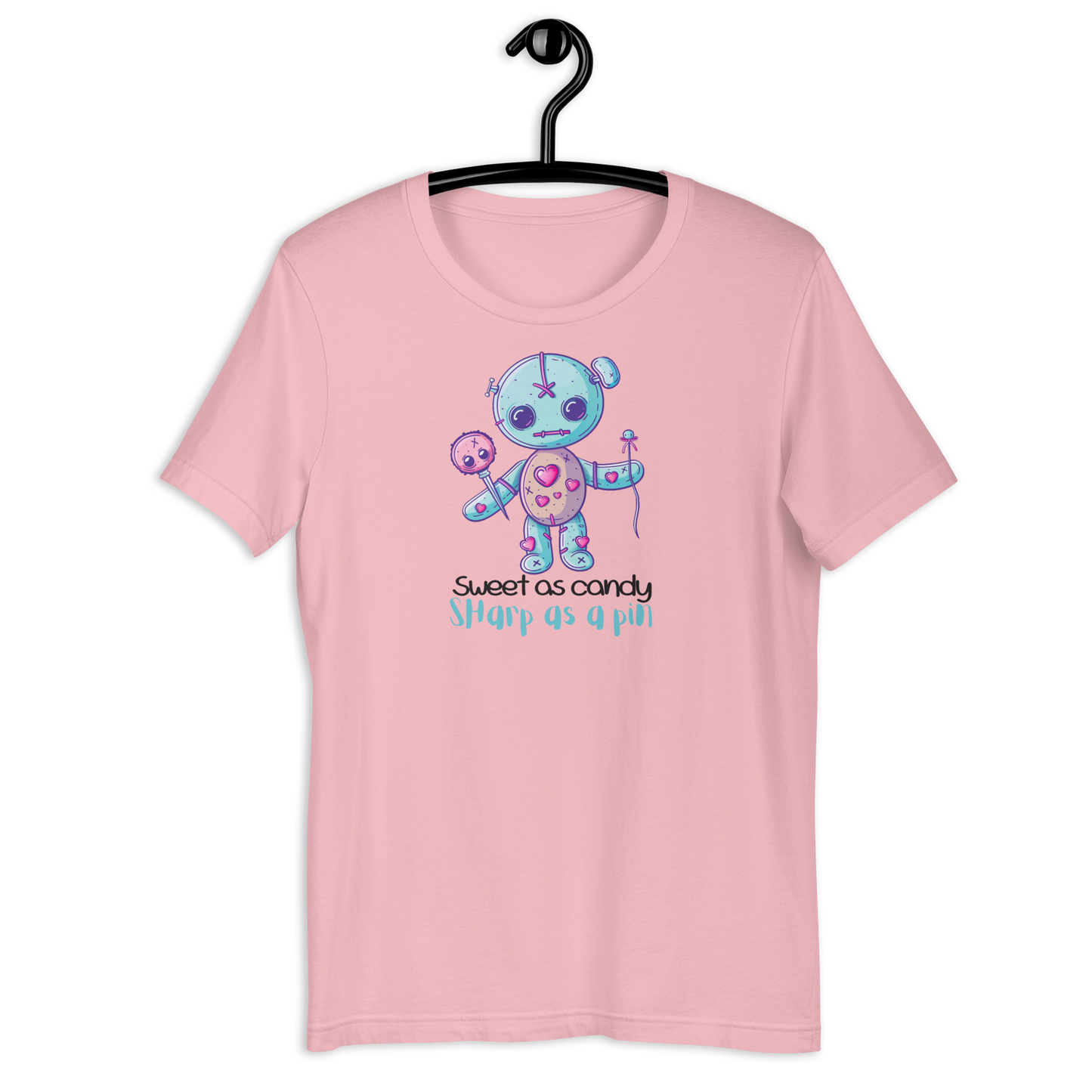 Voodoo Doll Quote: "Sweet as candy sharp as a pin" Unisex t-shirt