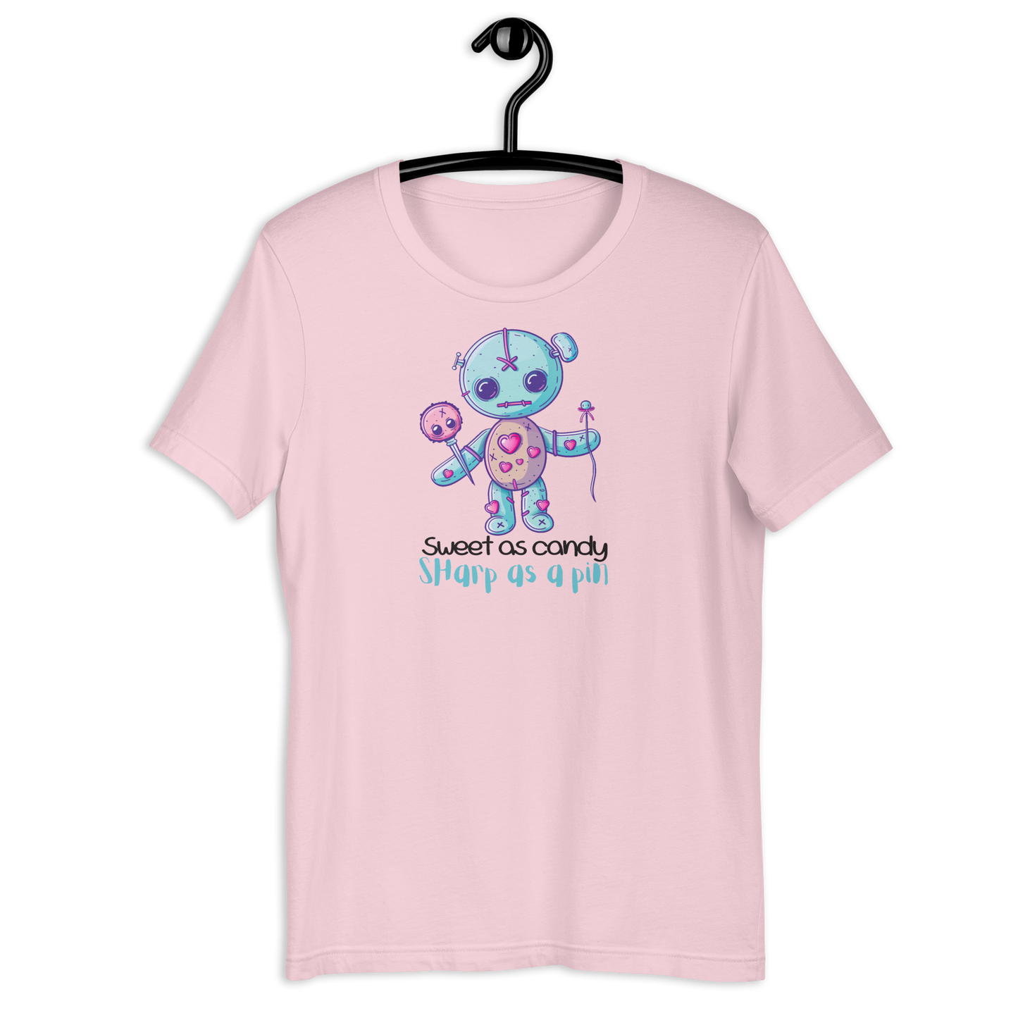 Voodoo Doll Quote: "Sweet as candy sharp as a pin" Unisex t-shirt