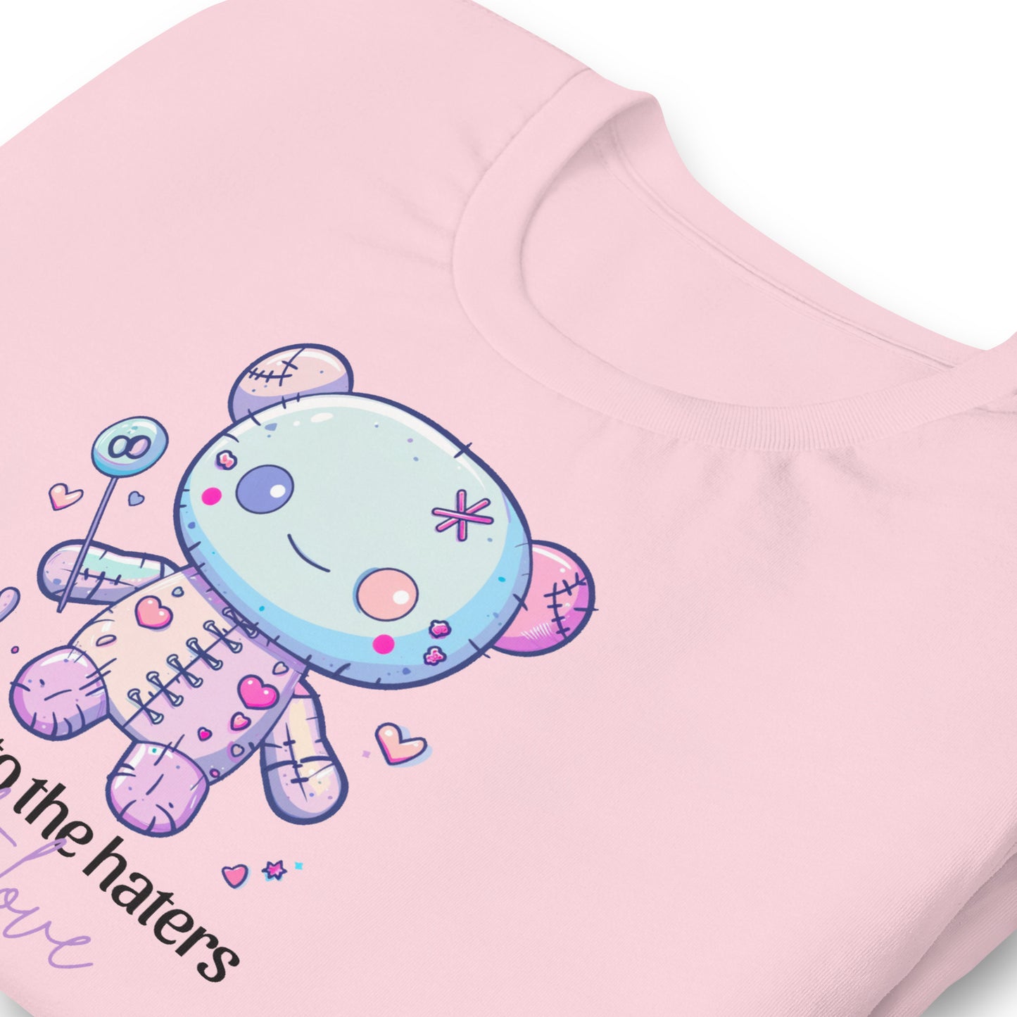 Voodoo Doll Quote: "Stick it to the haters with love" Unisex t-shirt