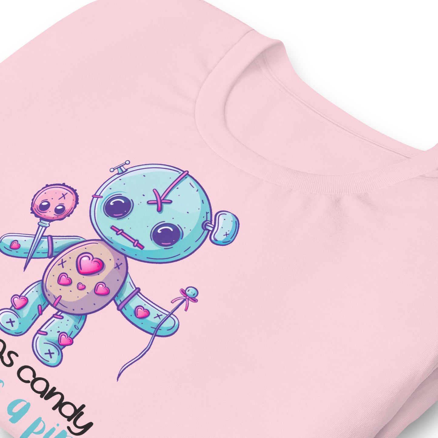 Voodoo Doll Quote: "Sweet as candy sharp as a pin" Unisex t-shirt