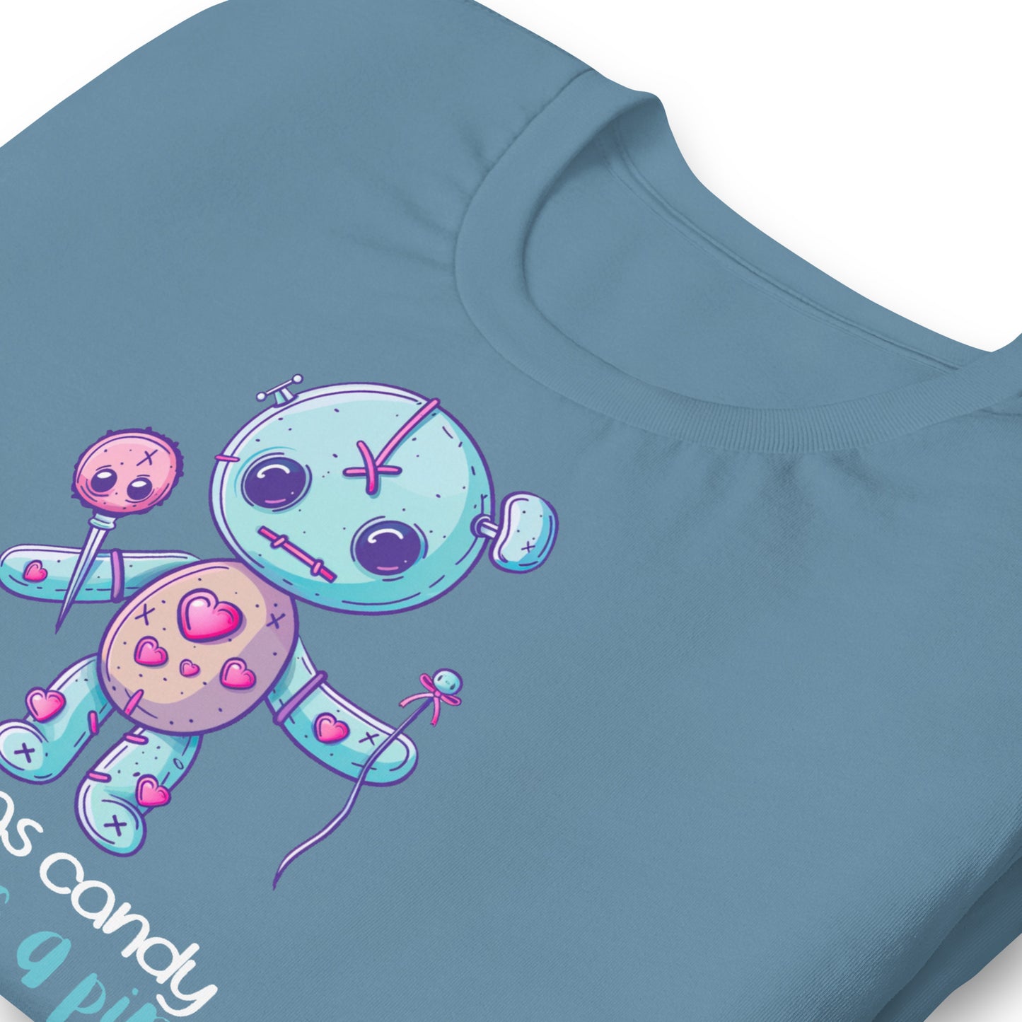 Voodoo Doll Quote: "Sweet as candy sharp as a pin" Unisex t-shirt