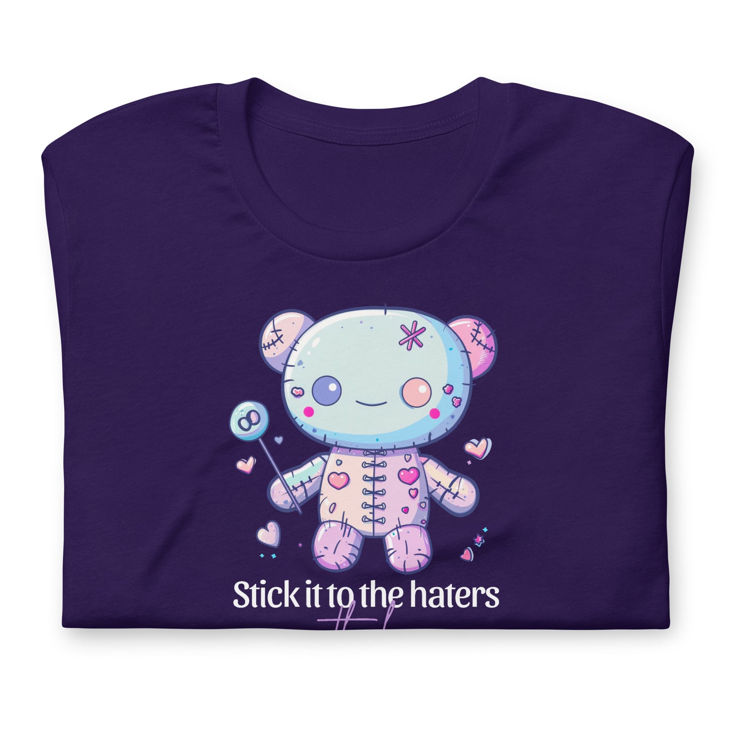 Voodoo Doll Quote: "Stick it to the haters with love" Unisex t-shirt