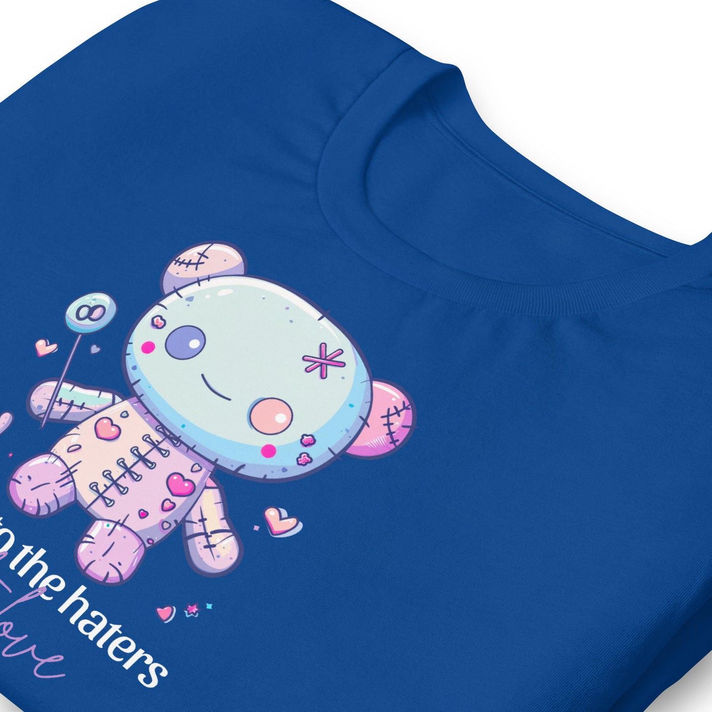 Voodoo Doll Quote: "Stick it to the haters with love" Unisex t-shirt