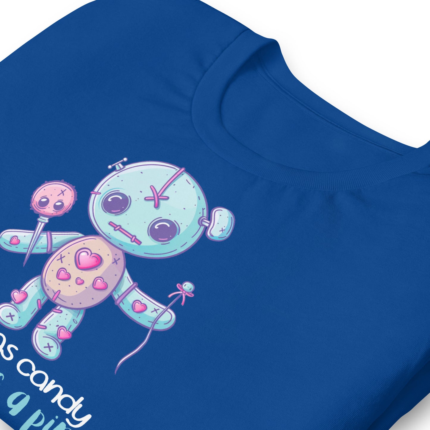 Voodoo Doll Quote: "Sweet as candy sharp as a pin" Unisex t-shirt