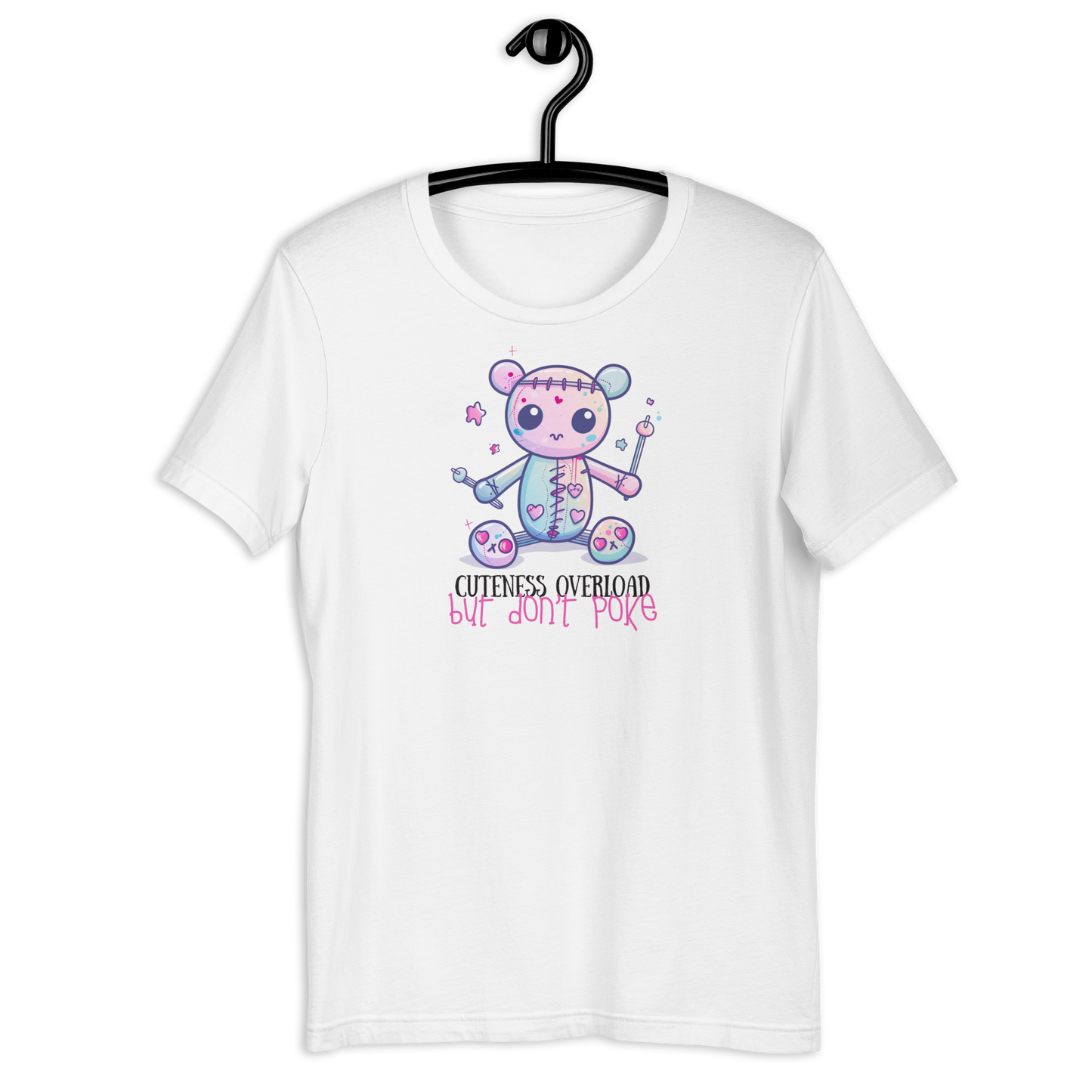 Voodoo Doll Quote: "Cuteness overload but don't poke" Unisex t-shirt
