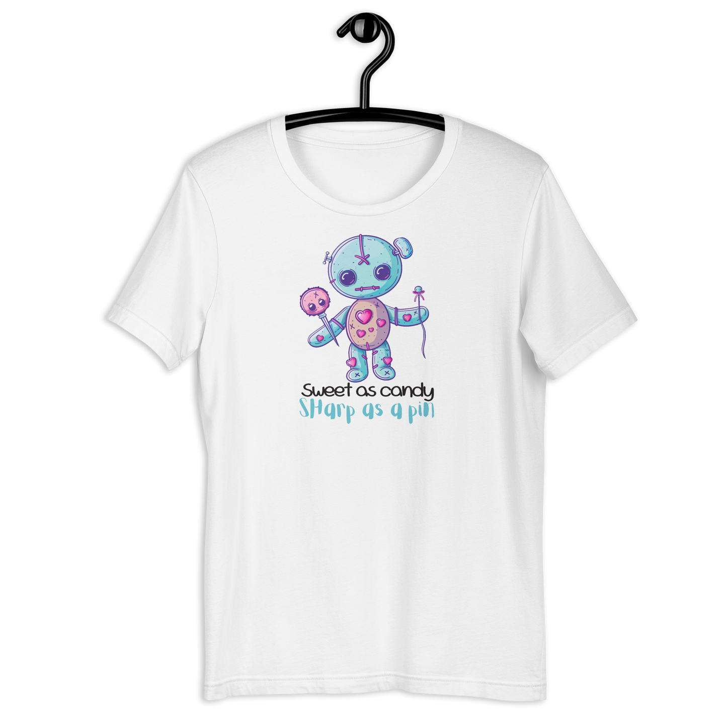Voodoo Doll Quote: "Sweet as candy sharp as a pin" Unisex t-shirt