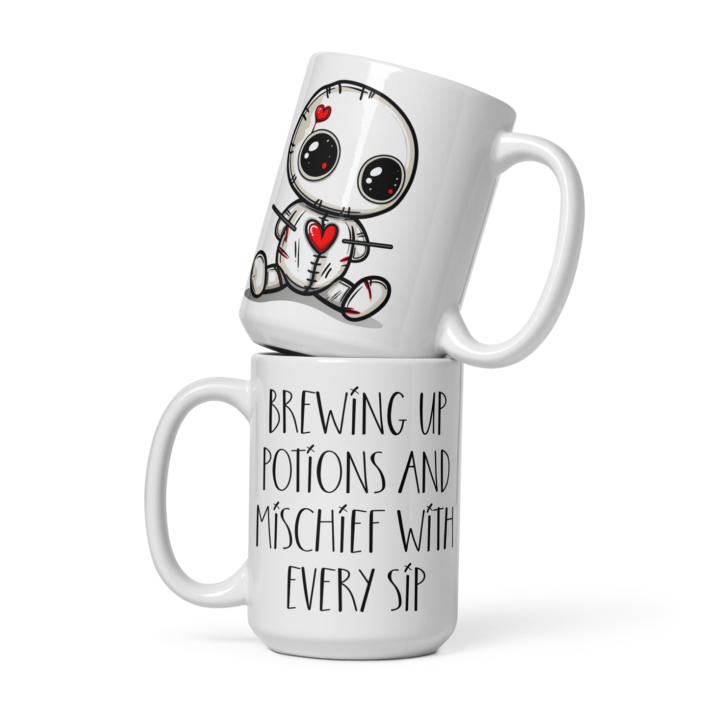Voodoo Doll Coffee Mug: "Brewing up potions with every sip"