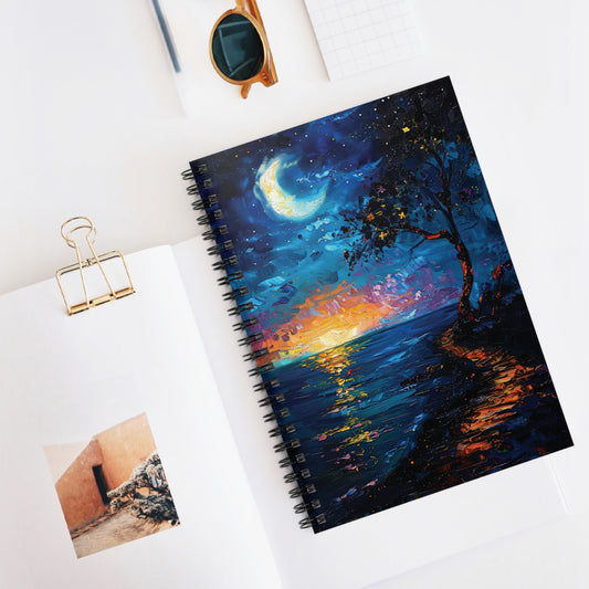 Whimsical Crescent Oceanview Spiralbound Notebook