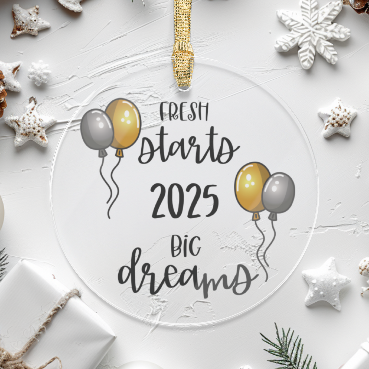 2025 New Year's Clear Acrylic Ornament Fresh Starts Big Dreams