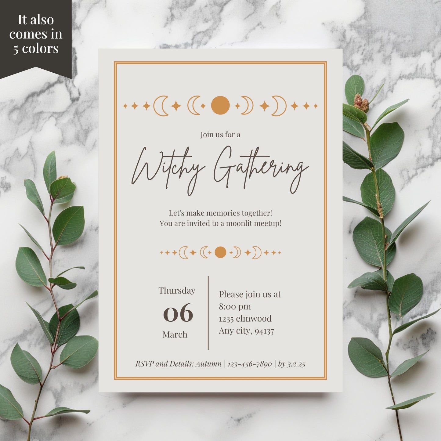 Editable Witchy Gathering Invitation Canva Template