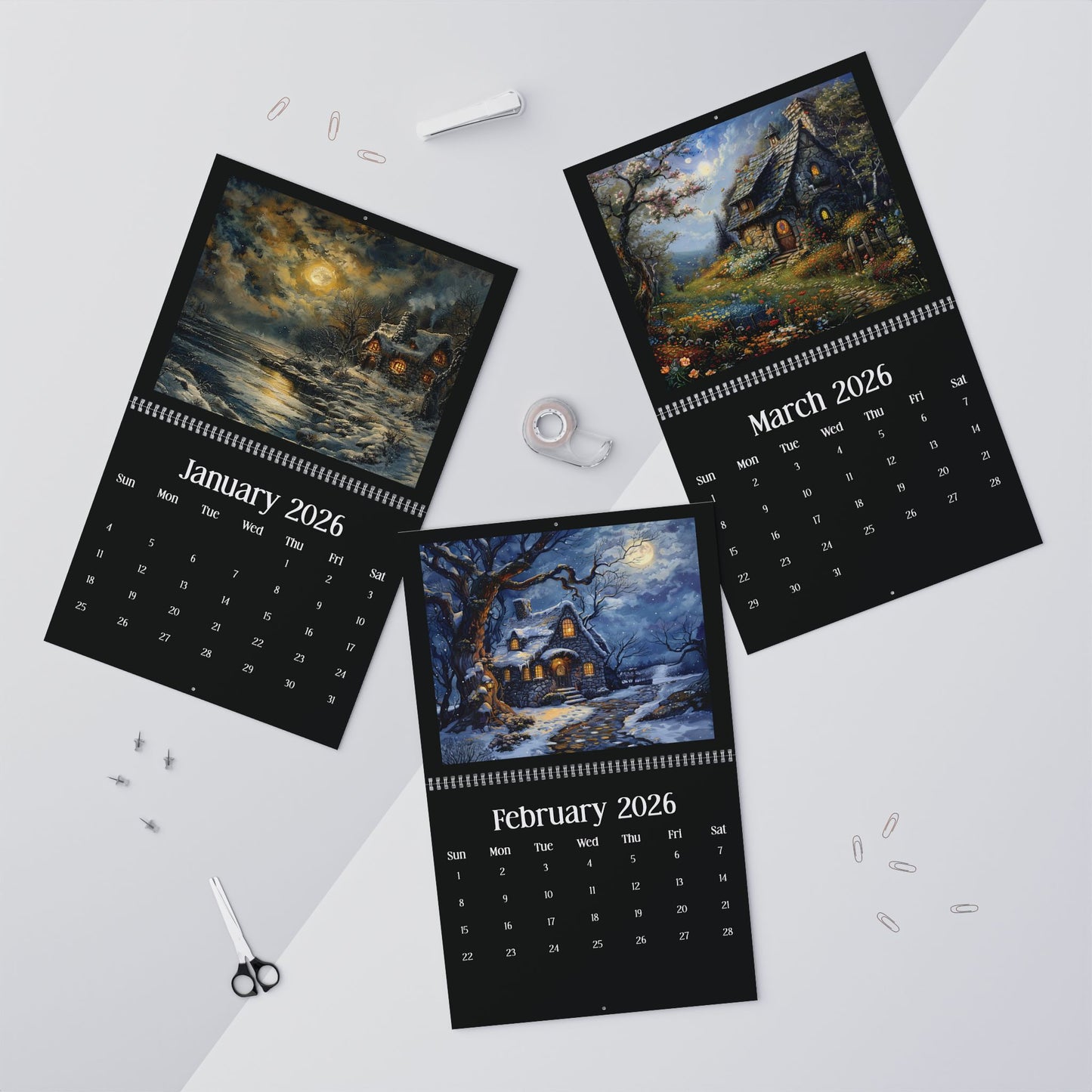 2026 Seasons of Cottages Wall Calendar