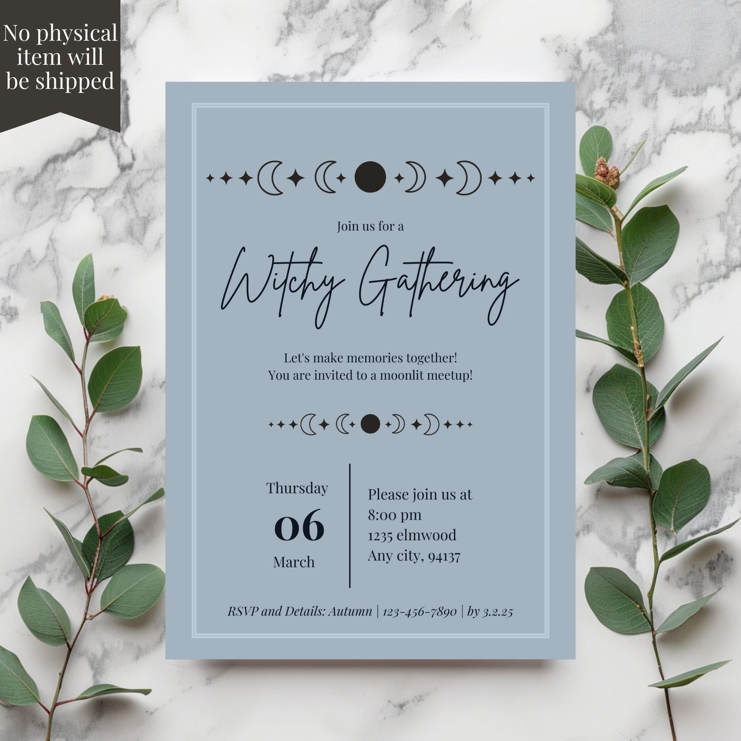 Editable Witchy Gathering Invitation Canva Template