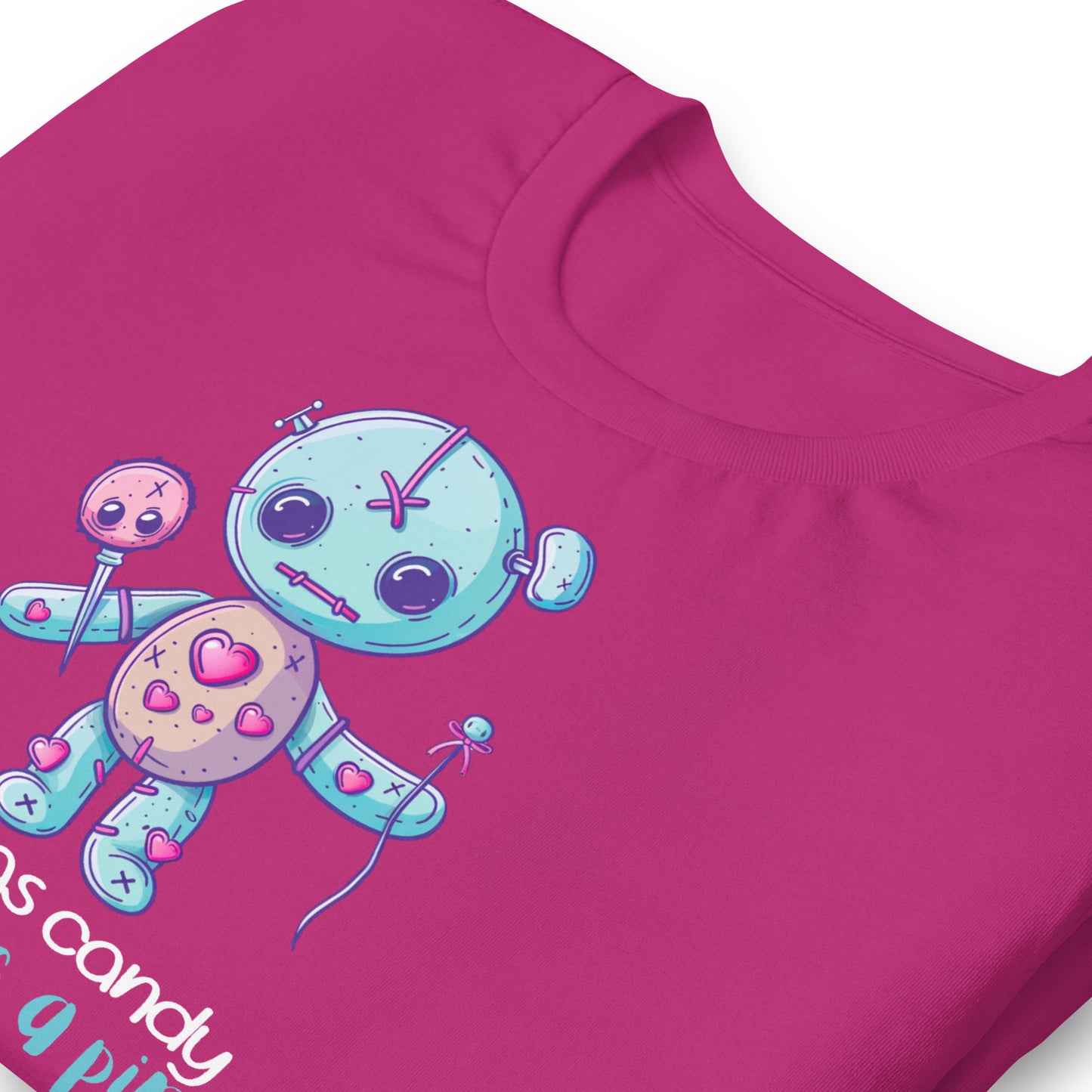 Voodoo Doll Quote: "Sweet as candy sharp as a pin" Unisex t-shirt