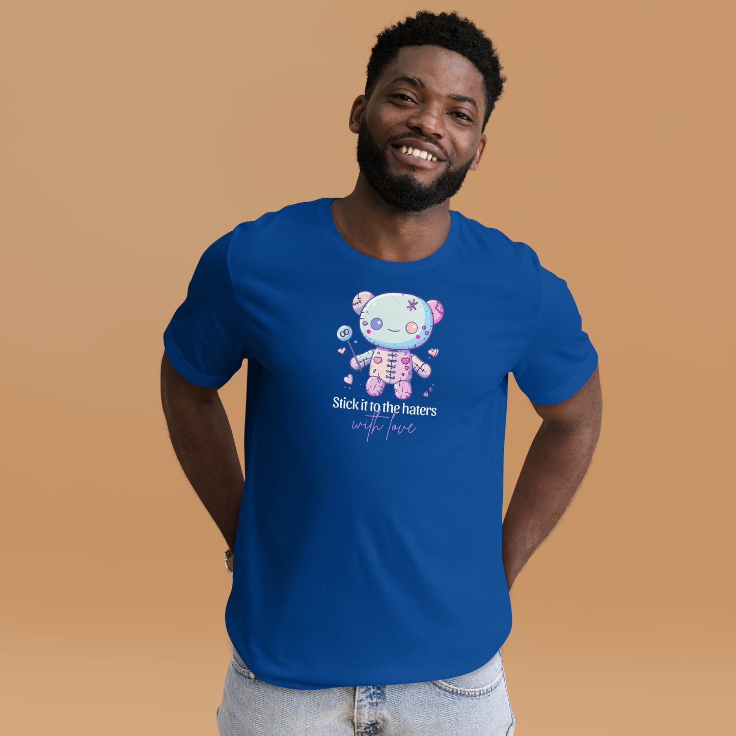 Voodoo Doll Quote: "Stick it to the haters with love" Unisex t-shirt